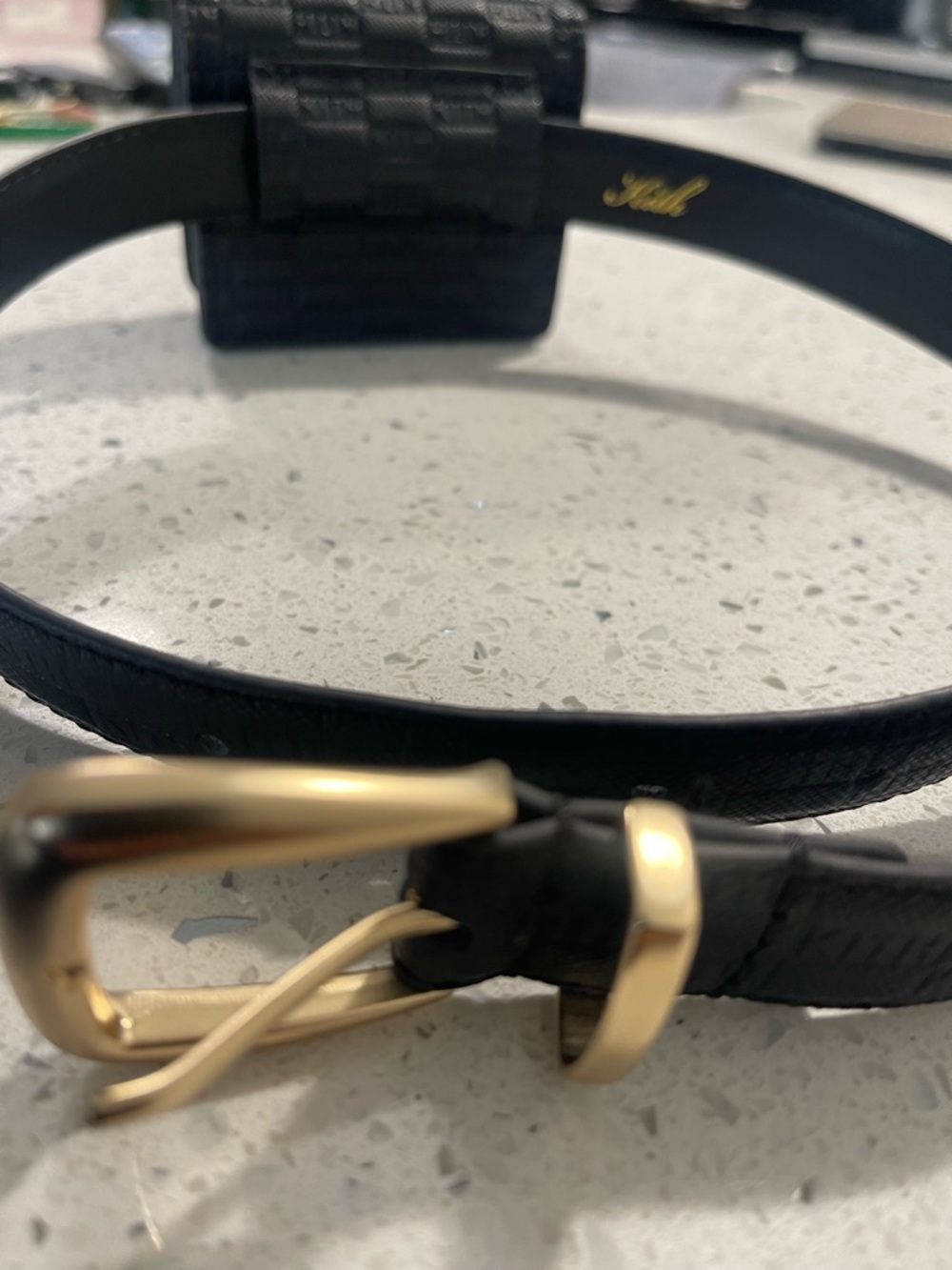 Kith Black Embossed Logo Belt Pouch with Gold Plaque - Picture 5 of 5